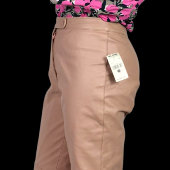 Vintage Wilsons Maxima Leather Pants Pink Blush Straight High Waist Deadstock 6 - Picture 16 of 16